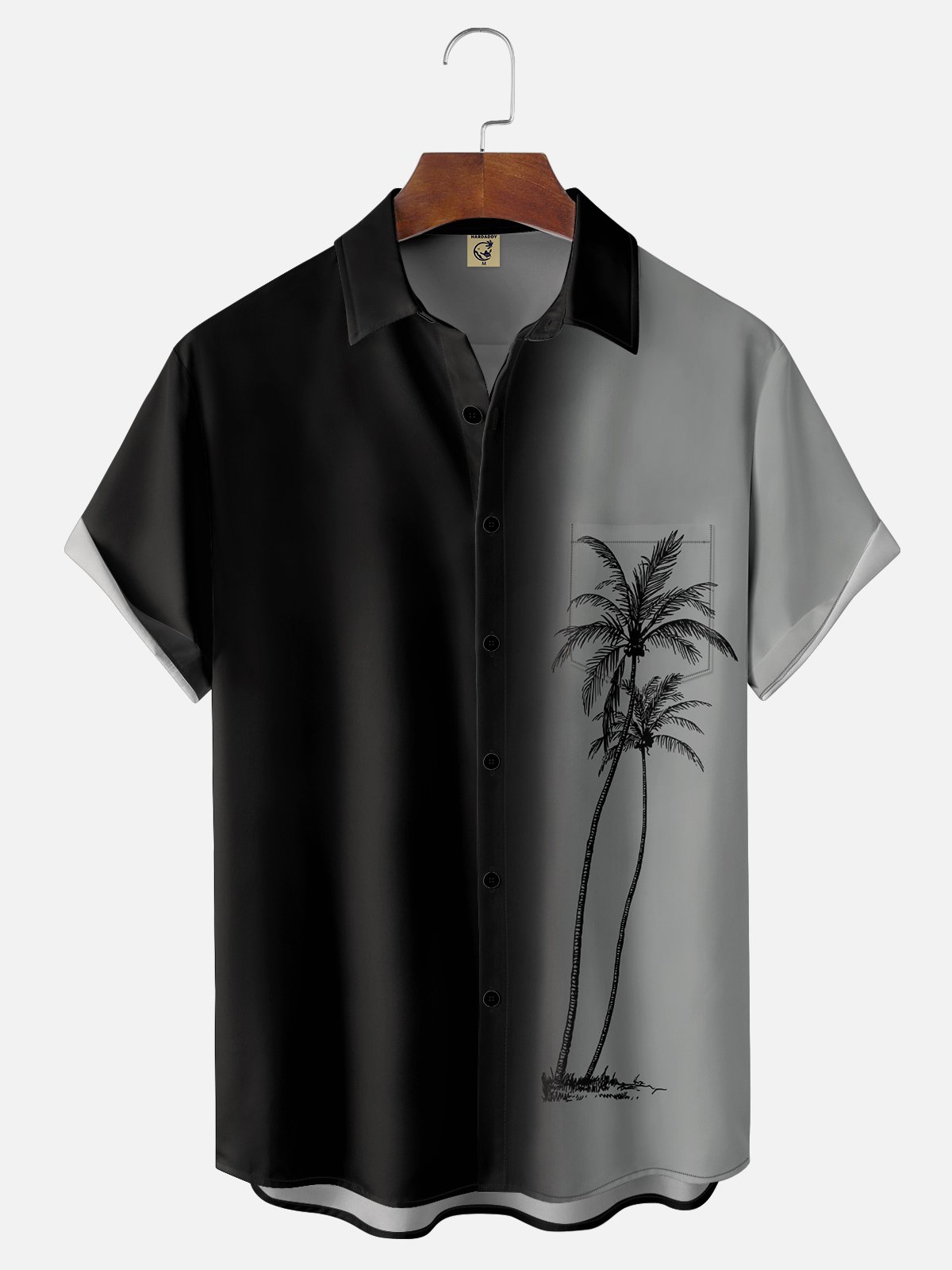 Men's Gradient Coconut Tree Print Casual Breathable Hawaiian Short Sleeve Shirt