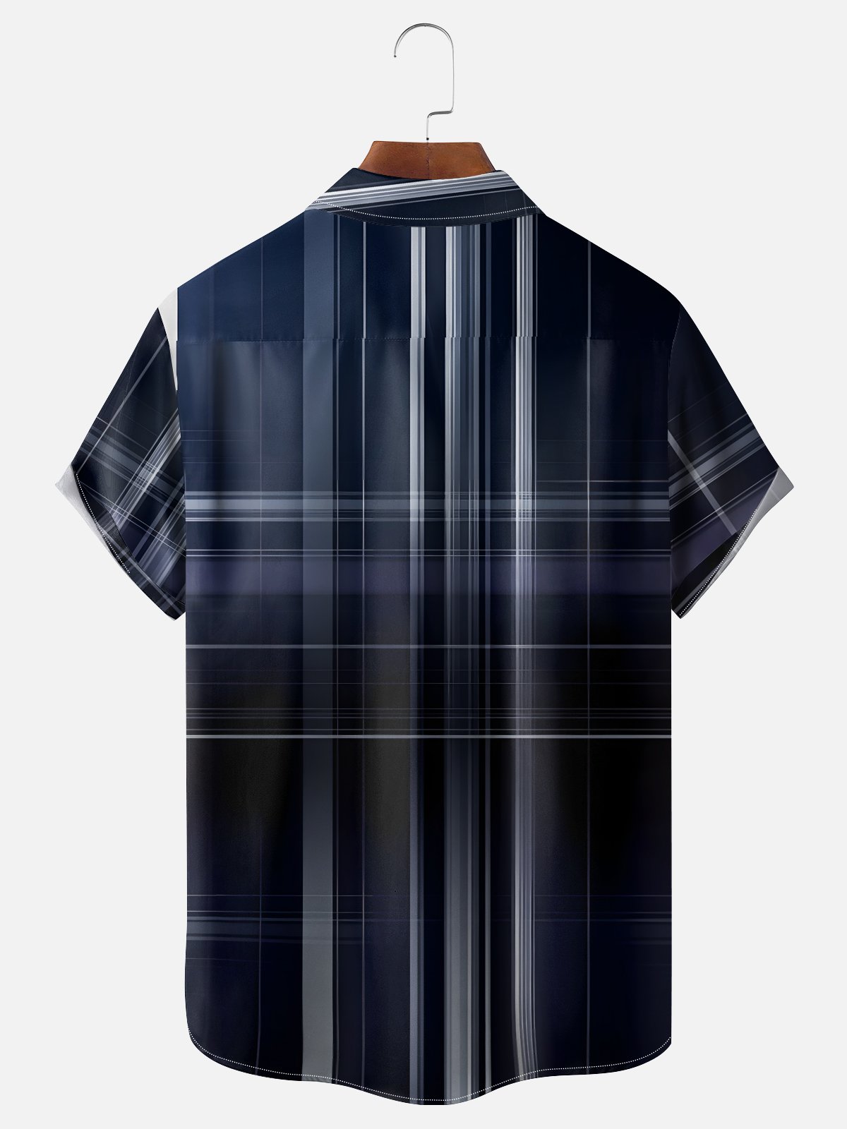 Moisture-Wicking  Abstract Geometric Lines Chest Pocket Holiday Hawaiian Shirt