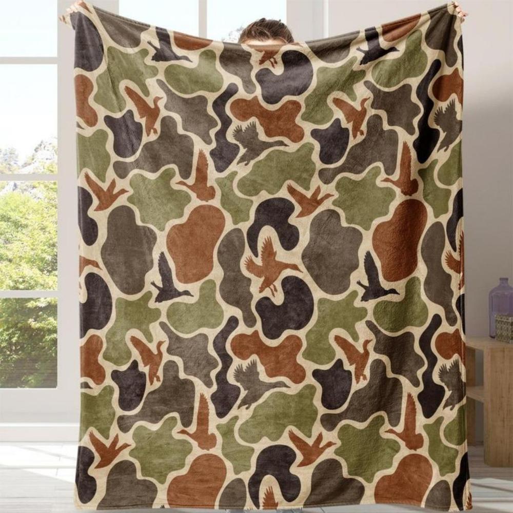 Soft Funny Throw Blanket Camouflage Pattern Flannel Blanket Comfortable Throw,Cool Bedroom Bedding,Warm Napping For Home Office Travel