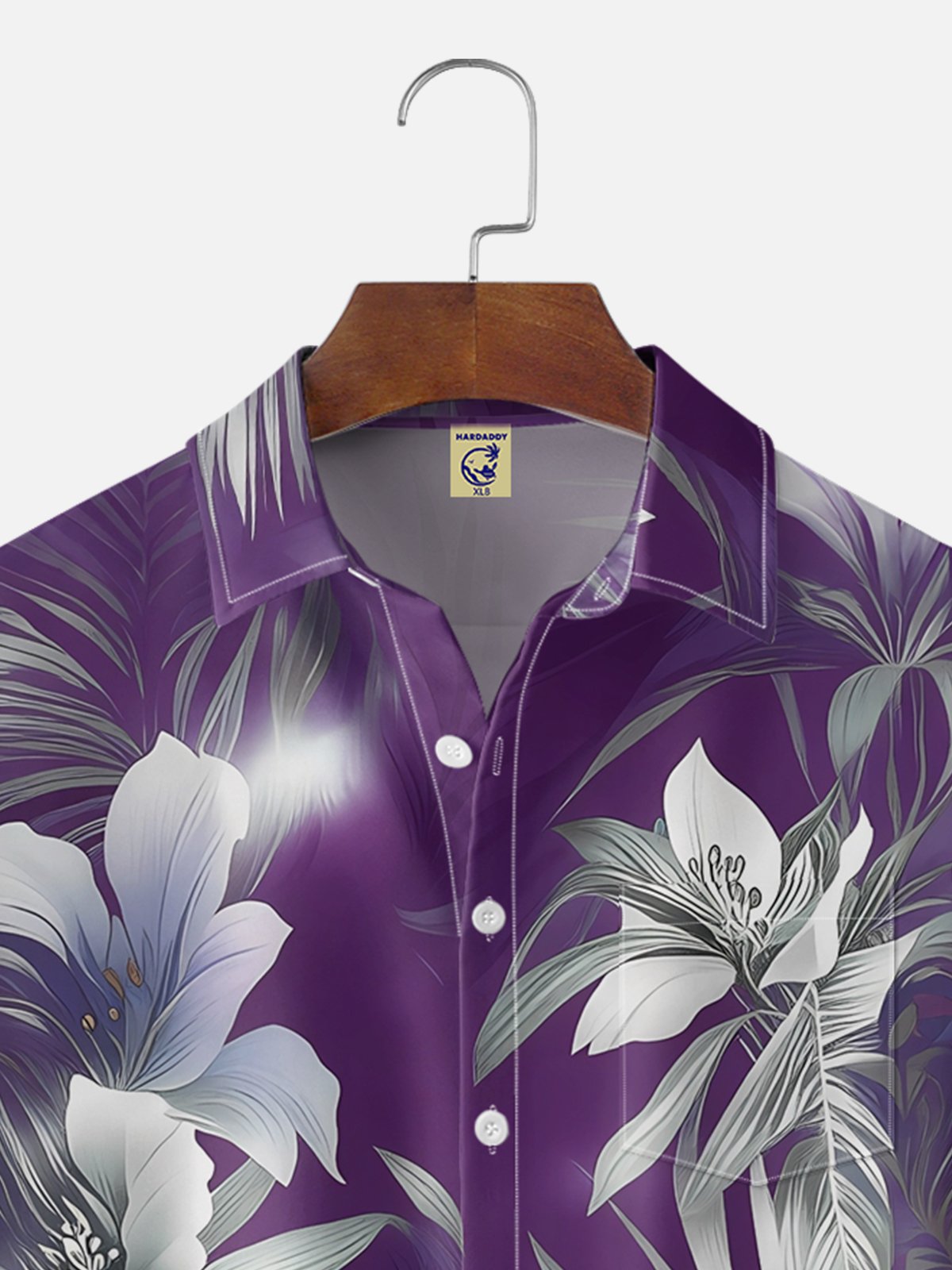 Big Size Moisture-wicking Floral Palm Chest Pocket Hawaiian Shirt