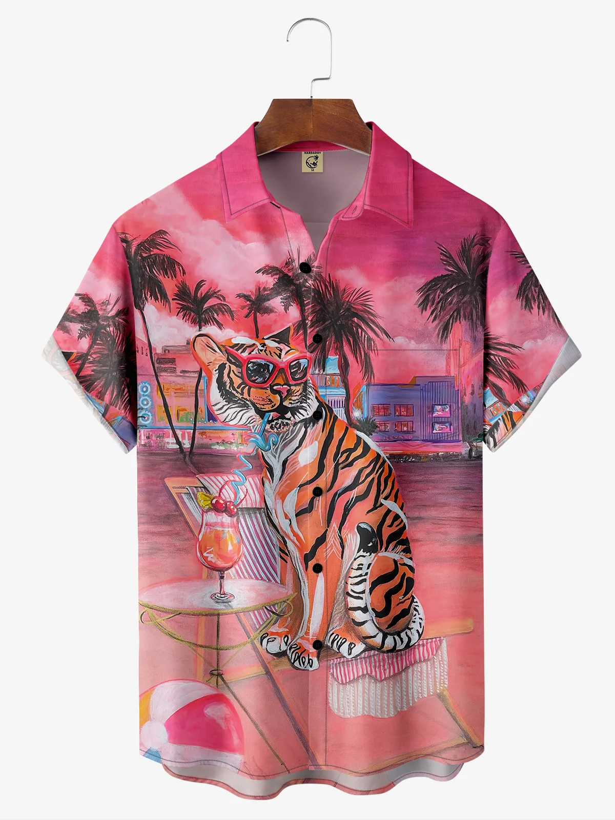 Tiger Chest Pocket Short Sleeve Hawaiian Shirt
