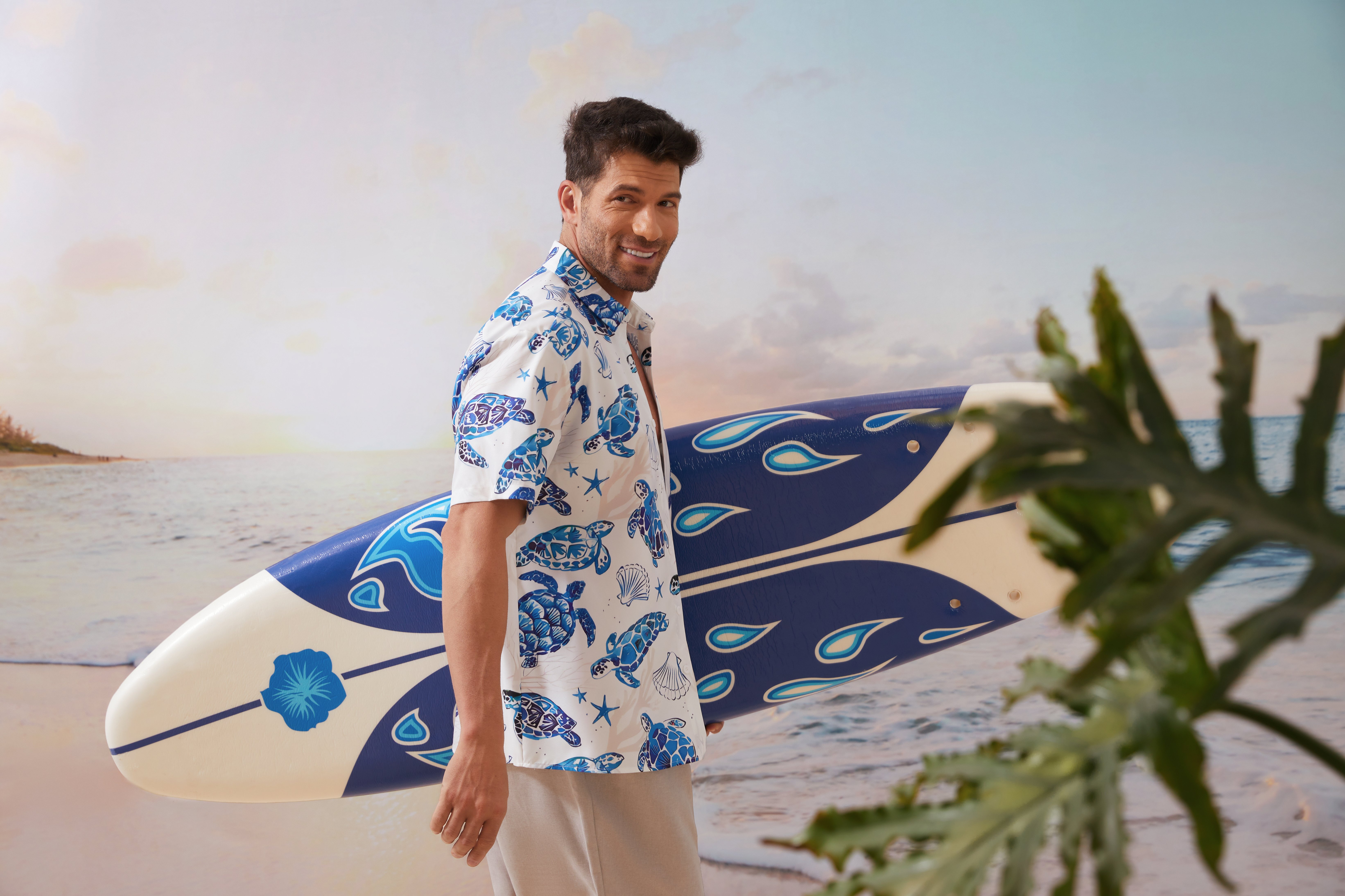 Sea Turtle Chest Pocket Short Sleeve Hawaiian Shirt