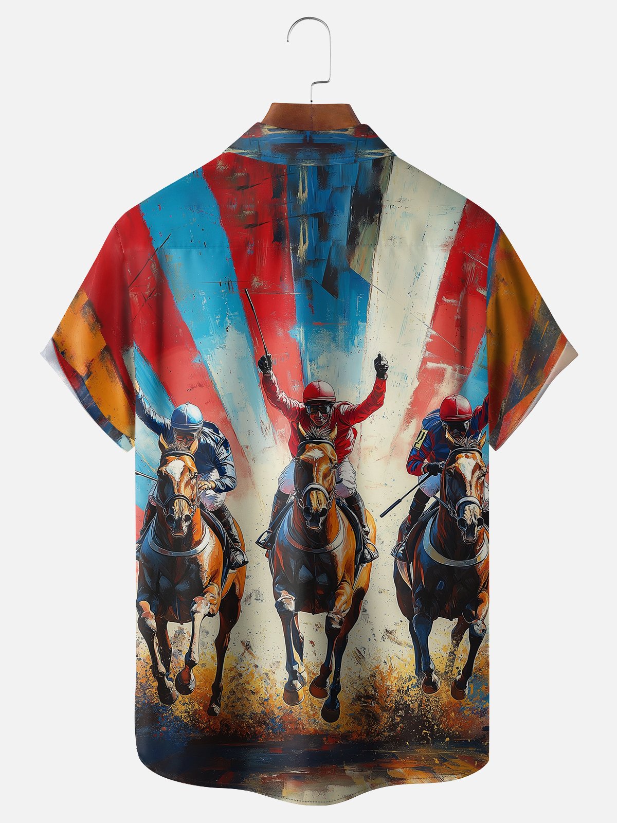 Moisture-wicking Kentucky Derby Race Day Horse Chest Pocket Casual Shirt