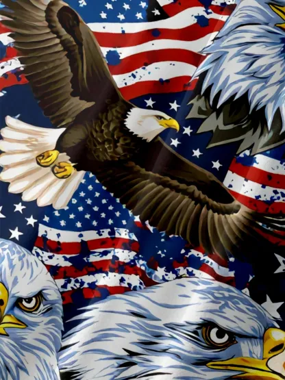Moisture-Wicking Bald Eagle Independence Day Anniversary Edition with Chest Pocket Holiday Hawaiian Shirt
