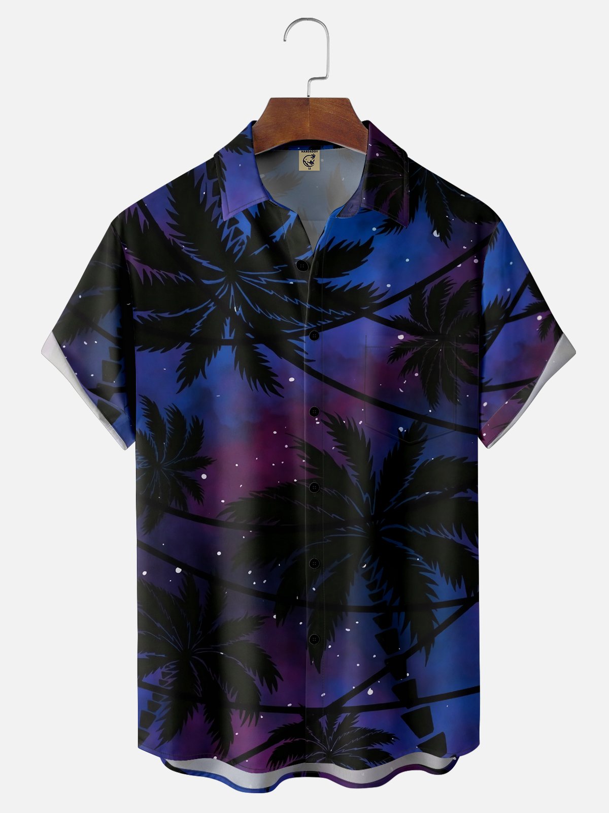 Moisture Wicking Gradient Coconut Tree Chest Pocket Hawaiian Shirt
