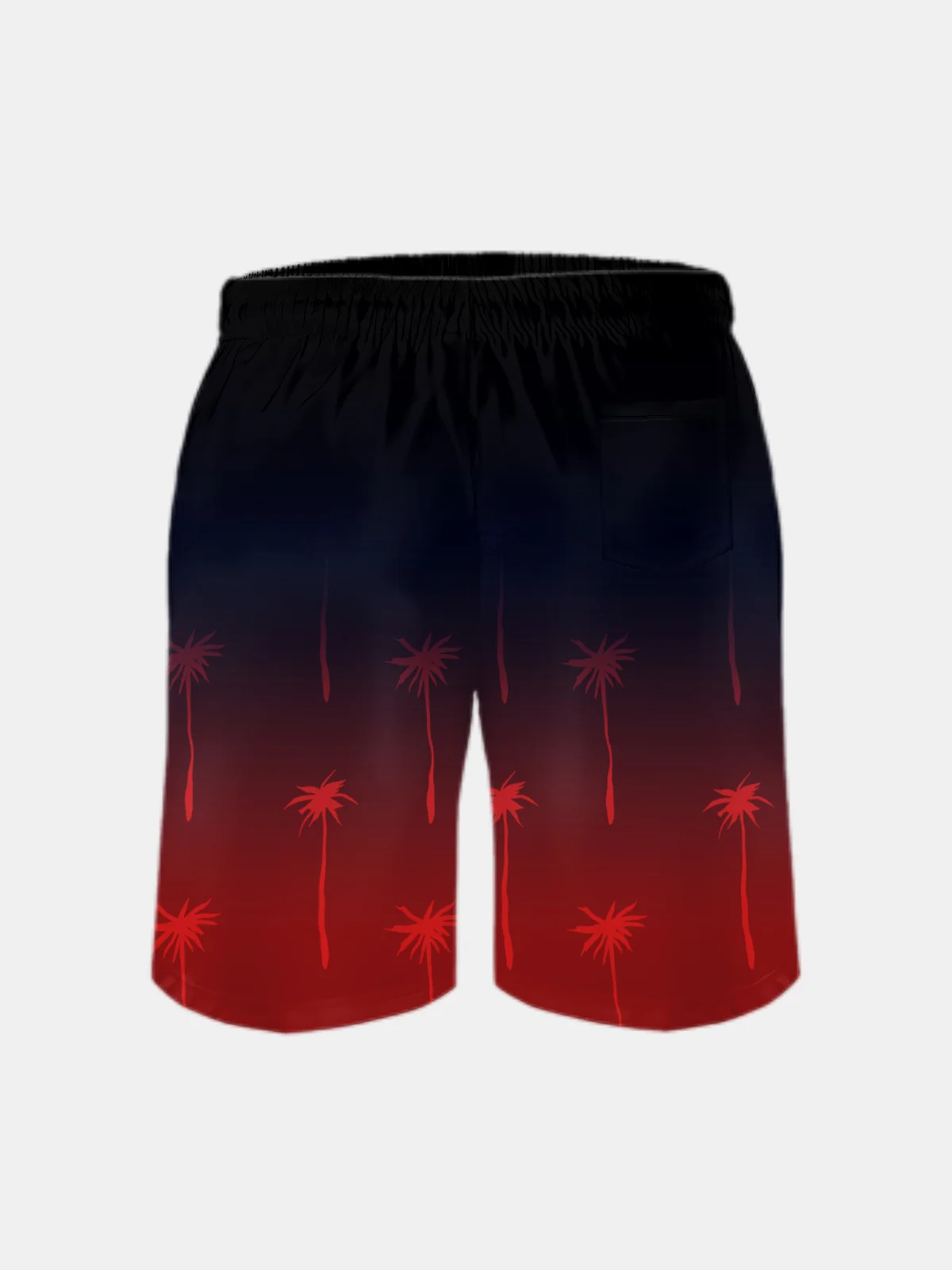Men's Swim Trunks Hawaiian Tropical Gradient Palm Tree Beach Shorts with Pockets