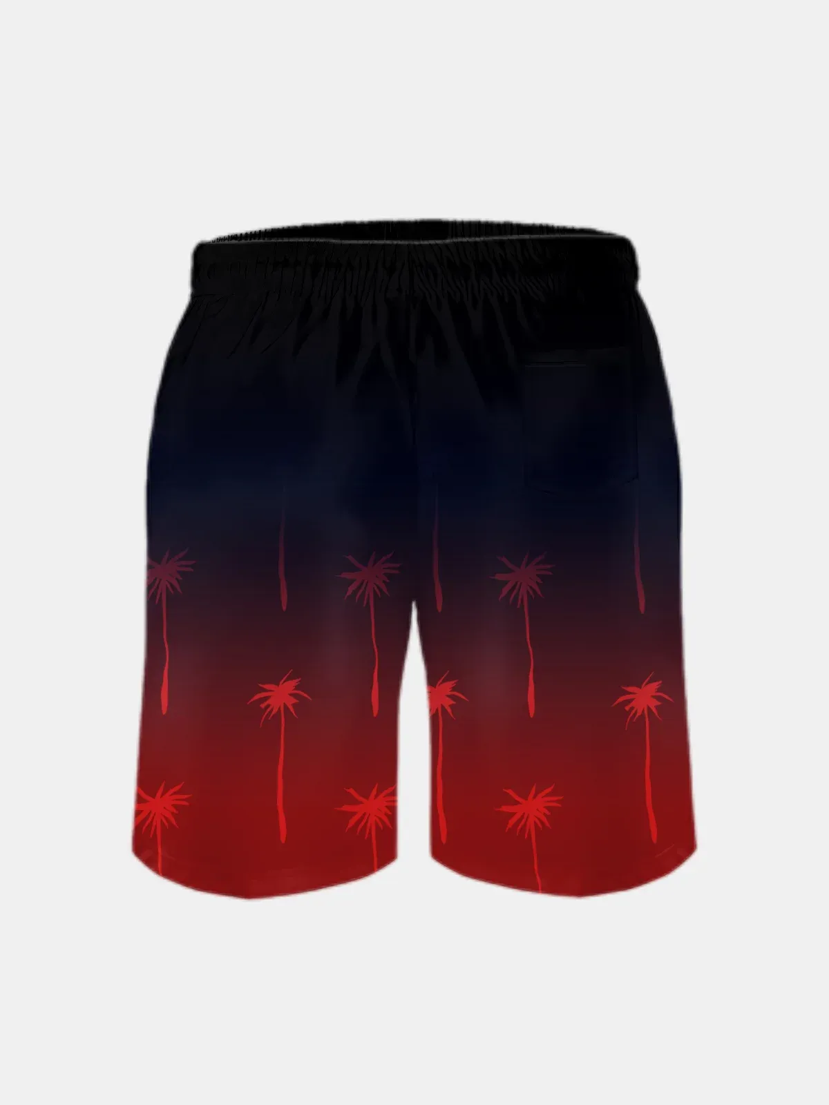 Men's Swim Trunks Hawaiian Tropical Gradient Palm Tree Beach Shorts with Pockets