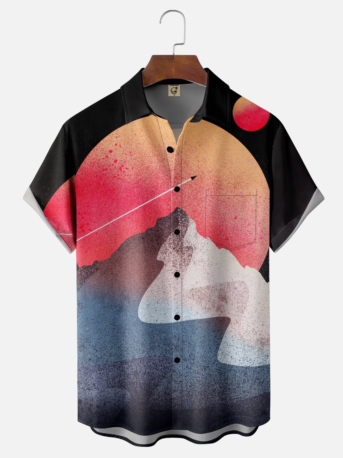 x Stephen Wade Moisture Wicking Abstract Art Geometric Chest Pocket Hawaiian Shirt