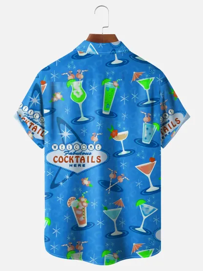 Cocktail Chest Pocket Short Sleeve Hawaiian Shirts