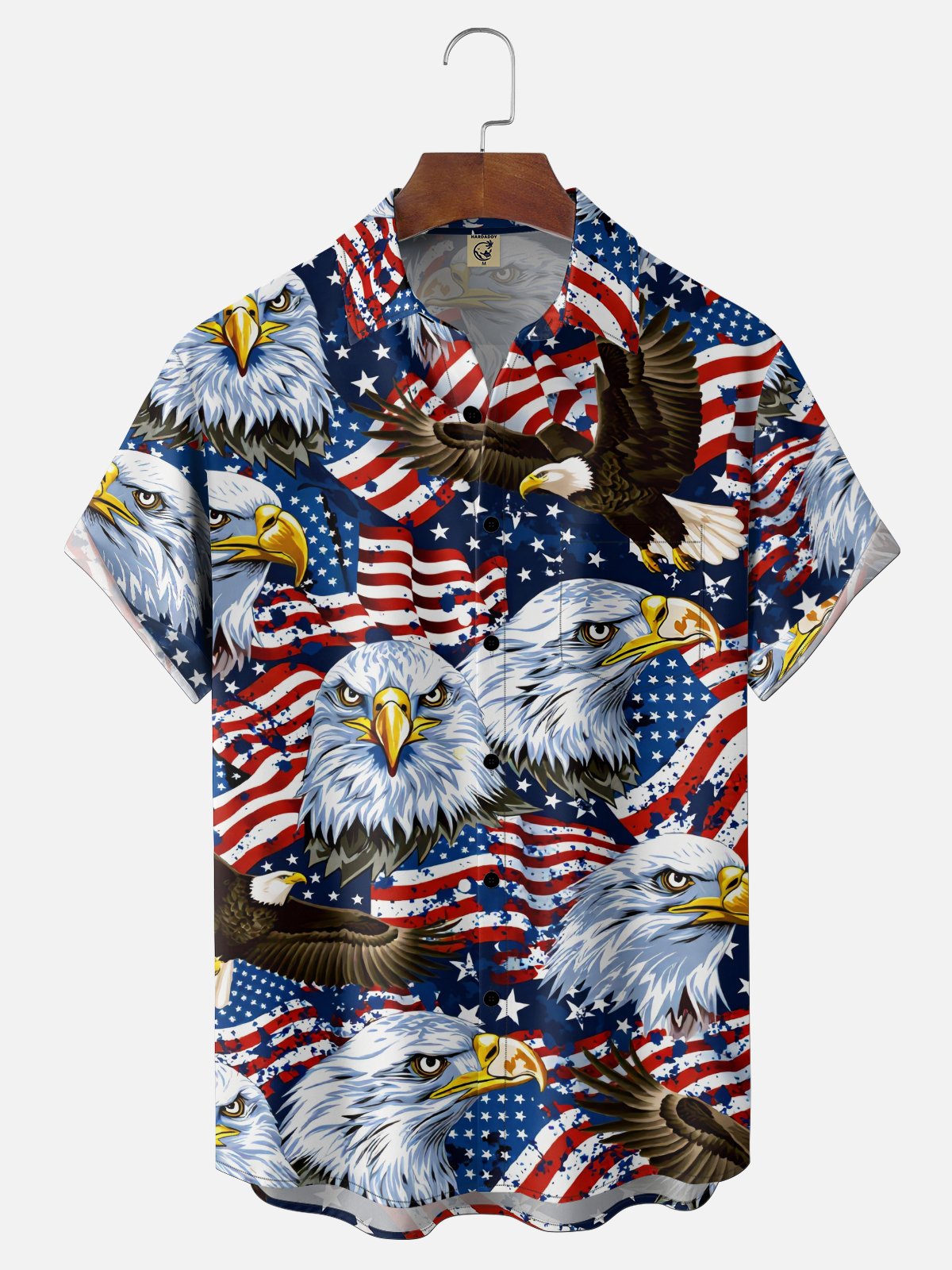 Moisture-Wicking Bald Eagle Independence Day Anniversary Edition with Chest Pocket Holiday Hawaiian Shirt