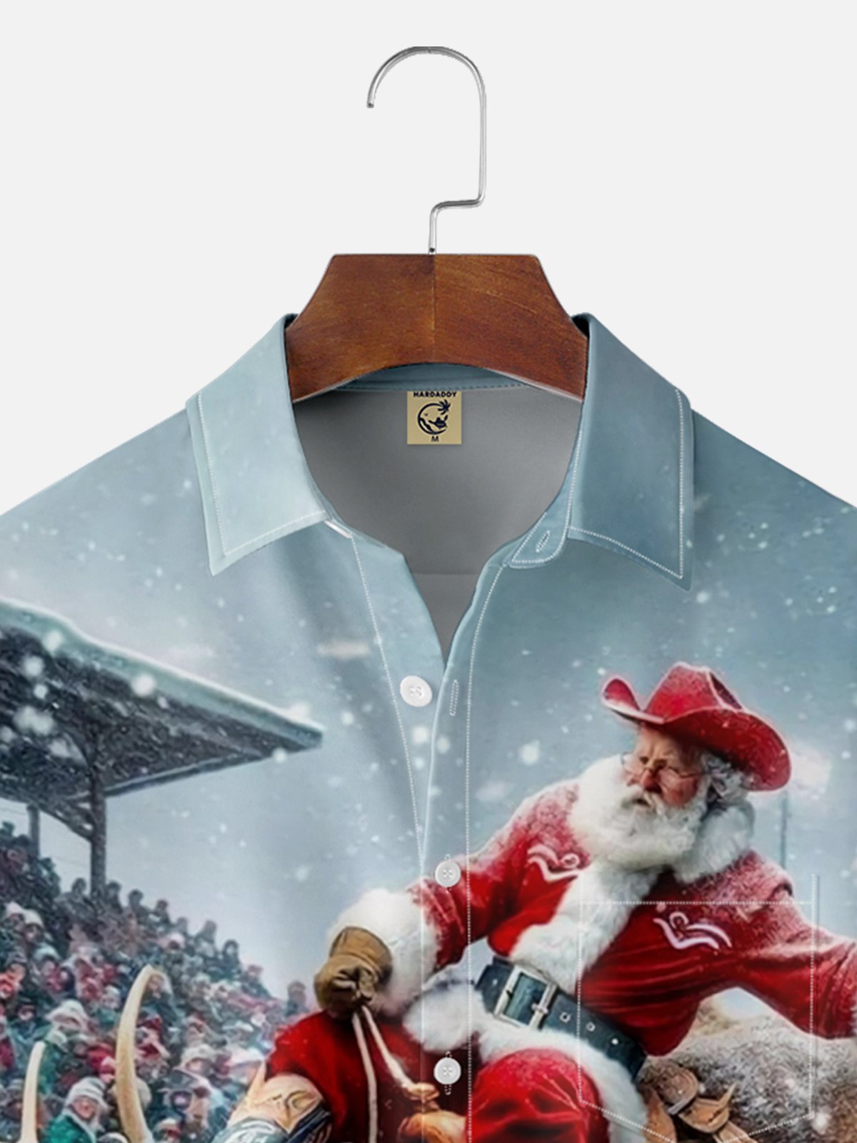 Moisture-wicking Wild Christmas Santa Cowboy Chest Pocket Hawaiian Shirt