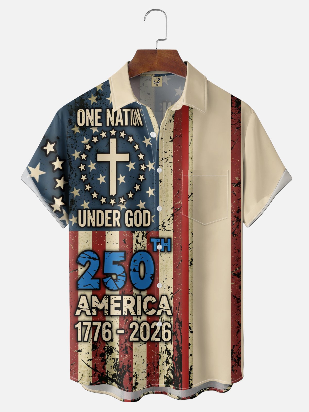 Moisture Wicking 250th Anniversary Of The United States Independence Day Chest Pocket Holiday Hawaiian Shirt
