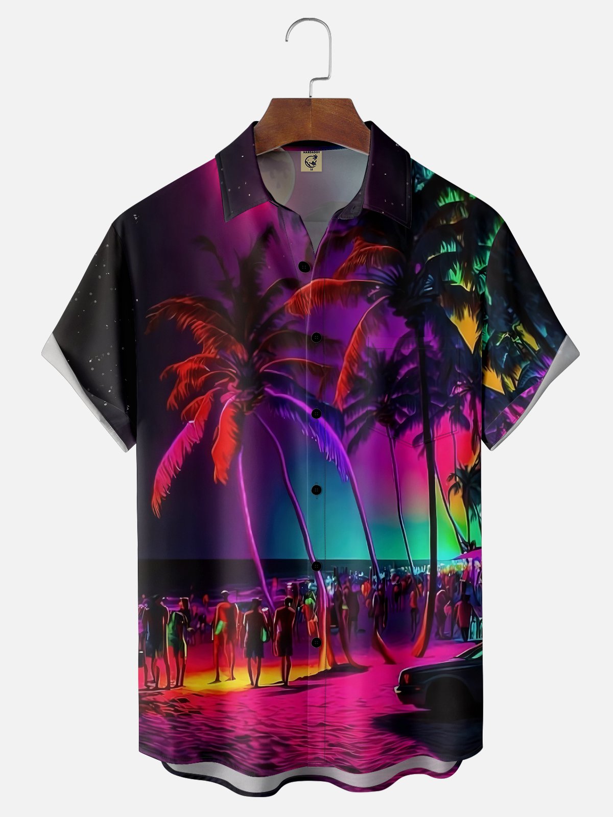 Moisture-wicking Dreamy Beach Coconut Tree Chest Pocket Hawaiian Shirt