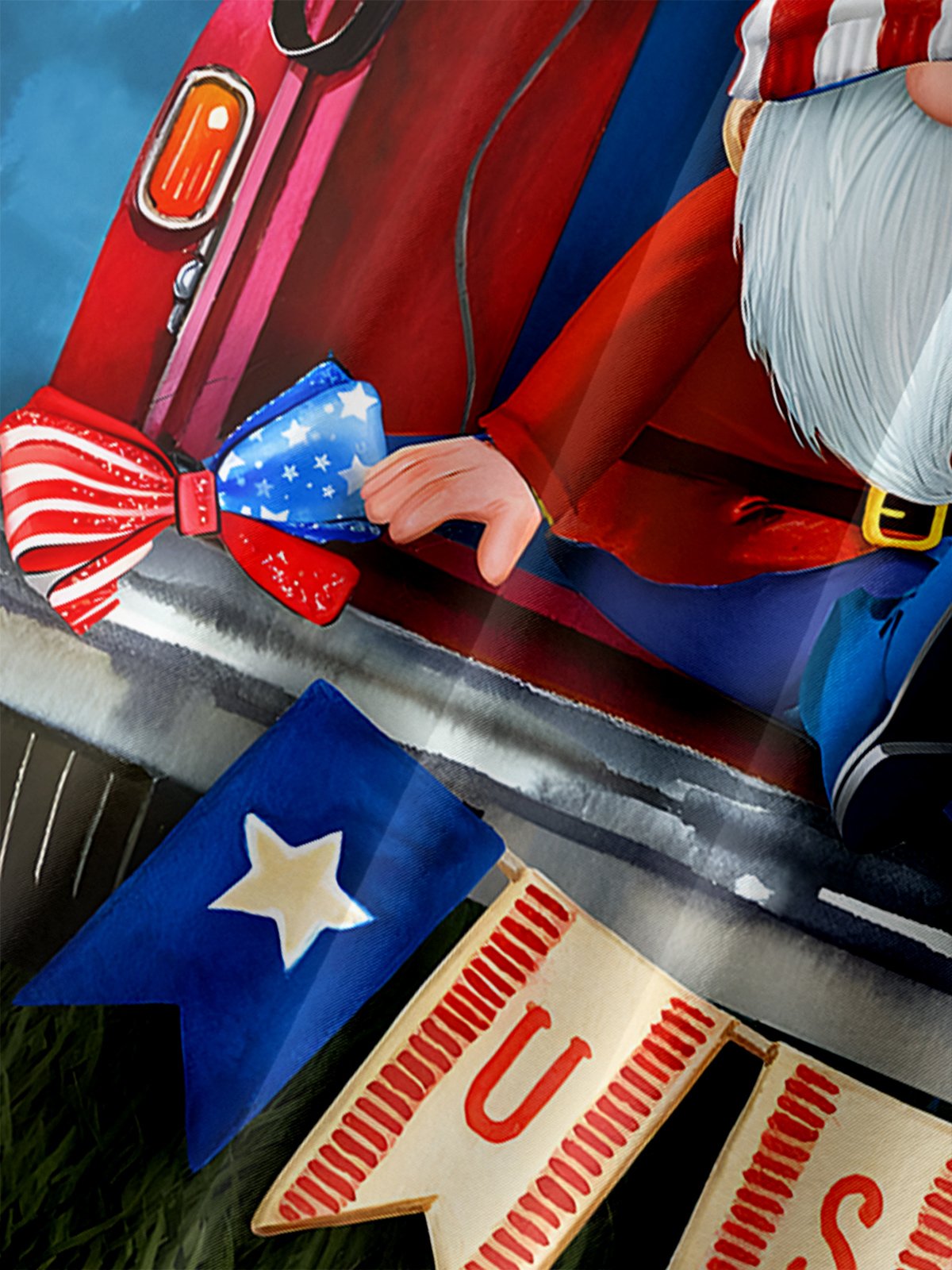 Moisture-wicking American Flag Gnome Chest Pocket Hawaiian Shirt