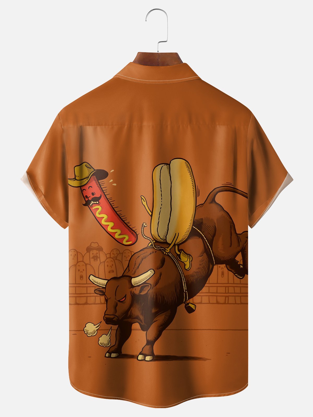 Moisture Wicking Western Hot Dog Cowboy Chest Pocket Hawaiian Shirt