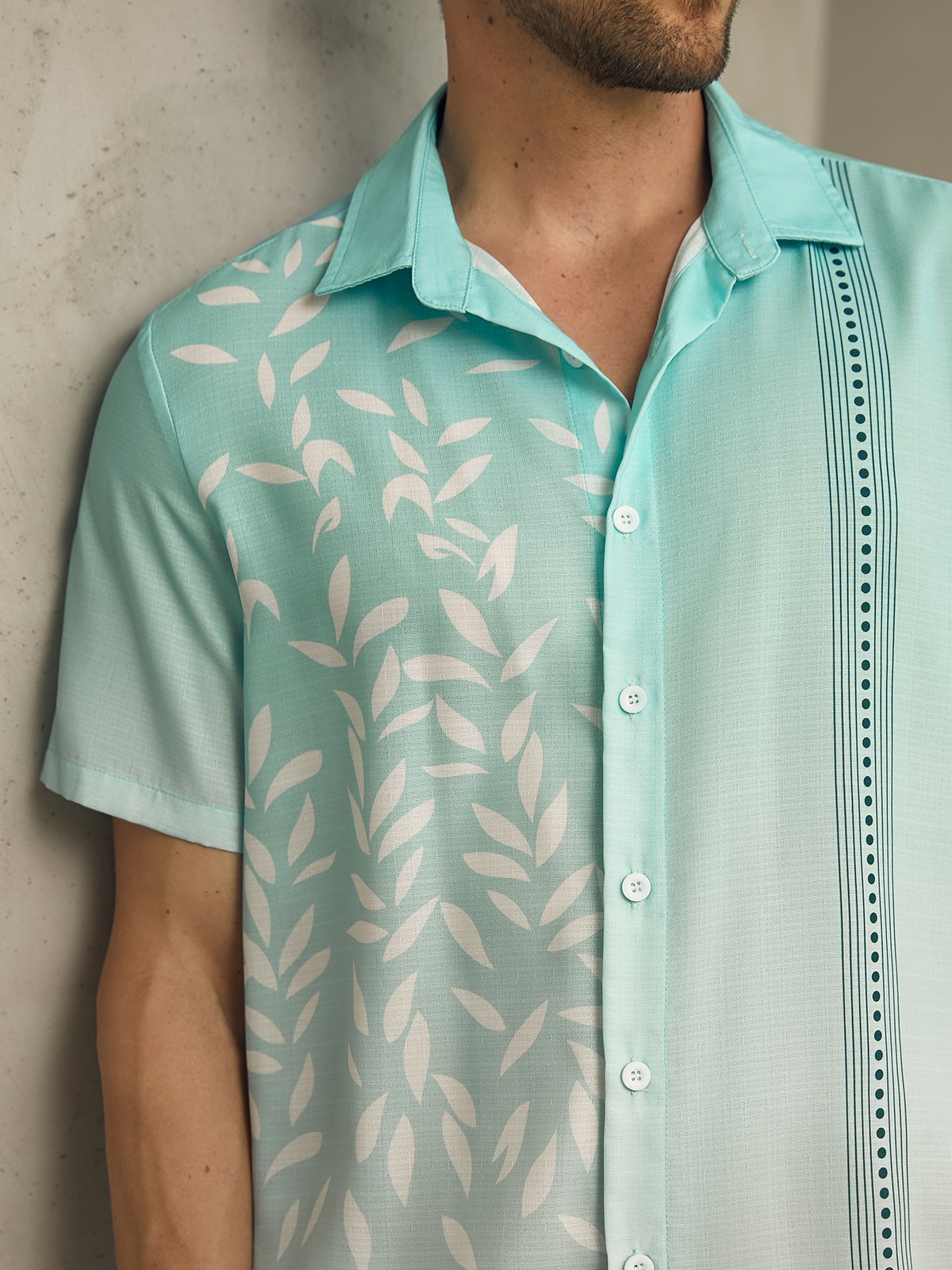 Hawaiian Floral Gradient Short Sleeve Casual Bowling Shirt