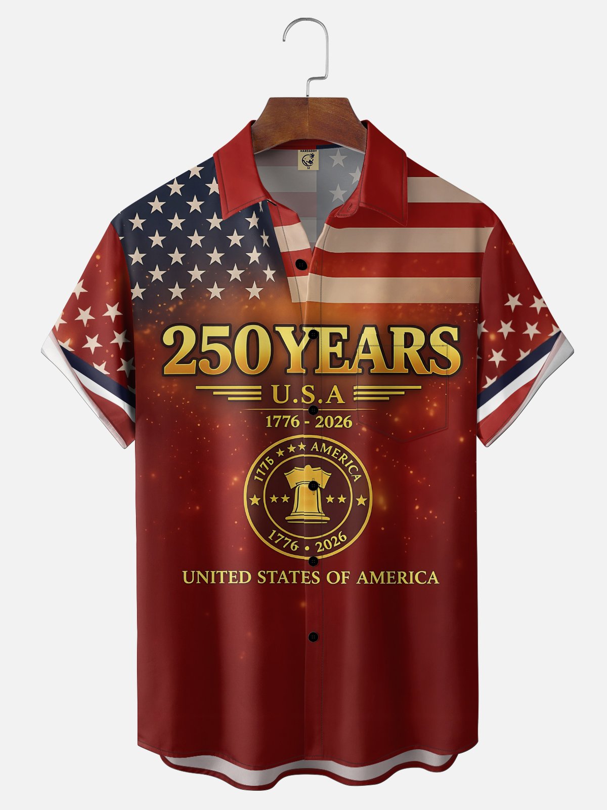 Moisture Wicking 250th Anniversary Of The United States Independence Day Chest Pocket Holiday Hawaiian Shirt