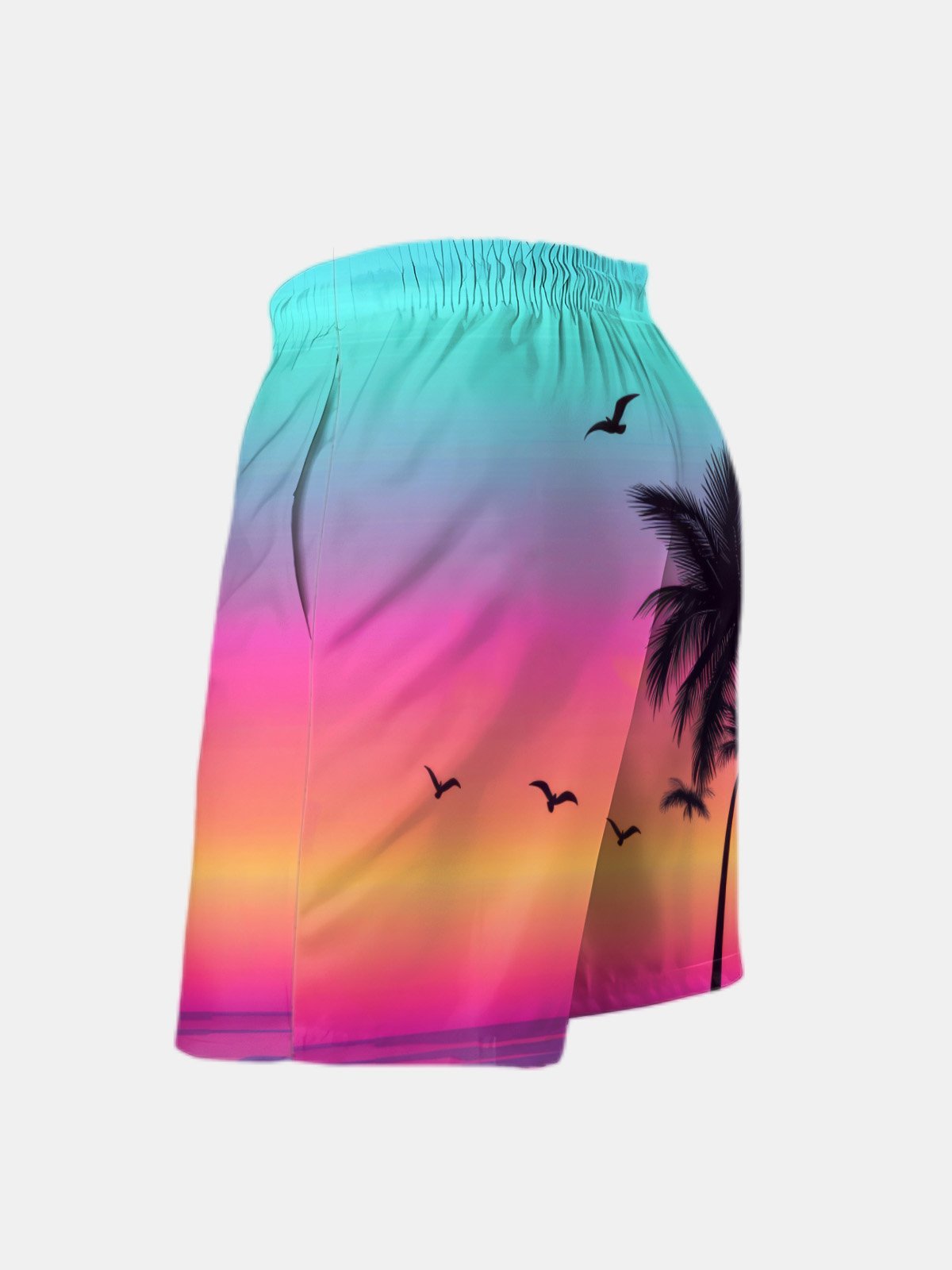 Men's Swim Trunks Hawaiian Tropical Palm Tree Beach Shorts with Pockets