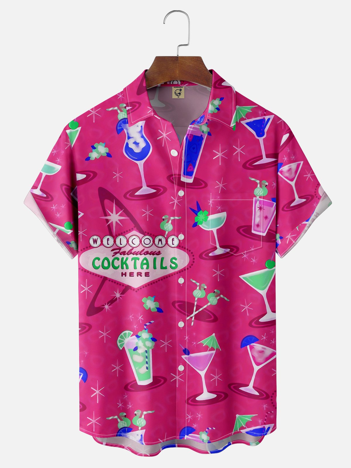 Cocktail Chest Pocket Short Sleeve Hawaiian Shirts