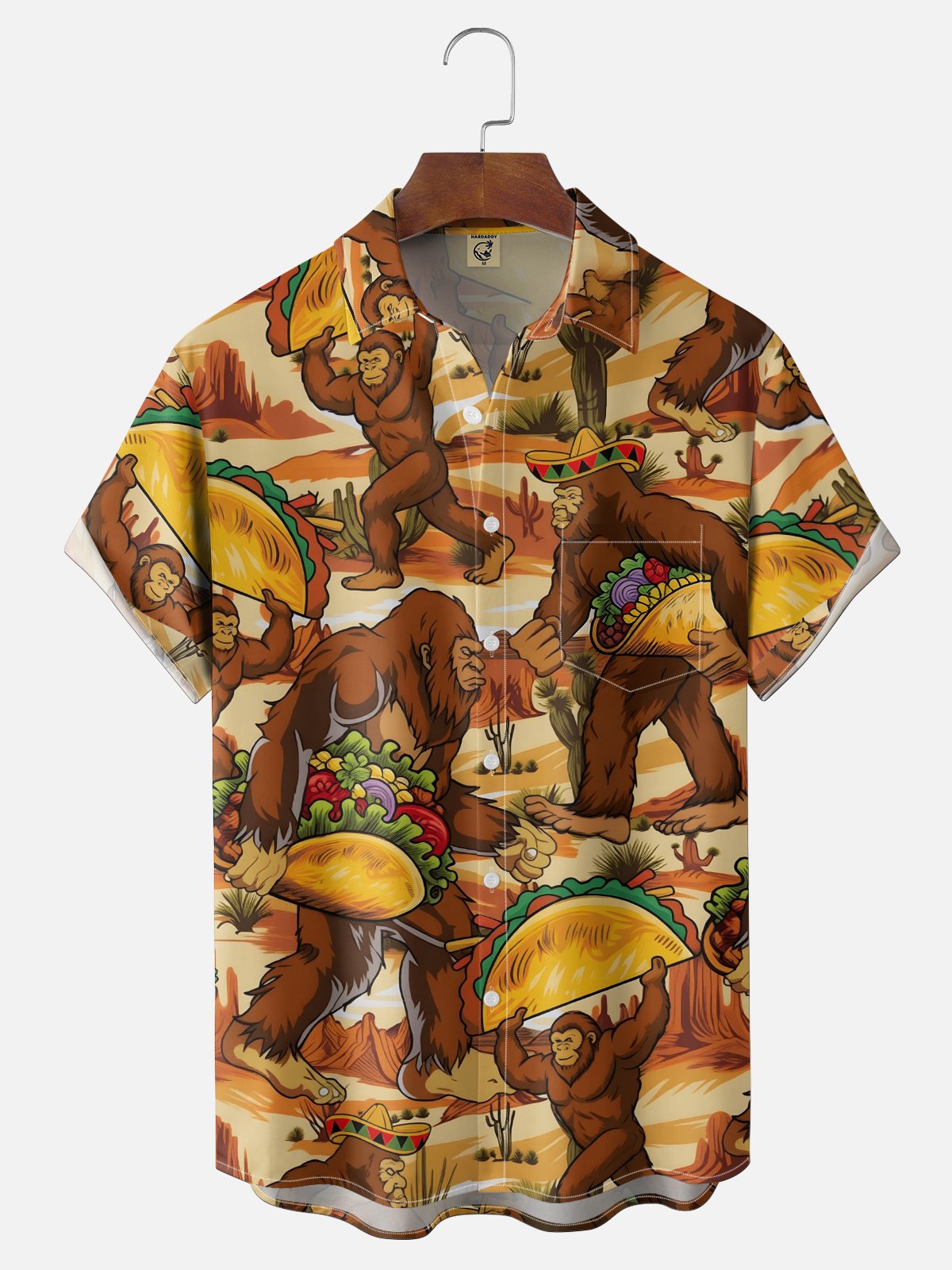 Moisture Wicking Cinco De Mayo Taco Bigfoot Chest Pocke Holiday Hawaiian Shirt