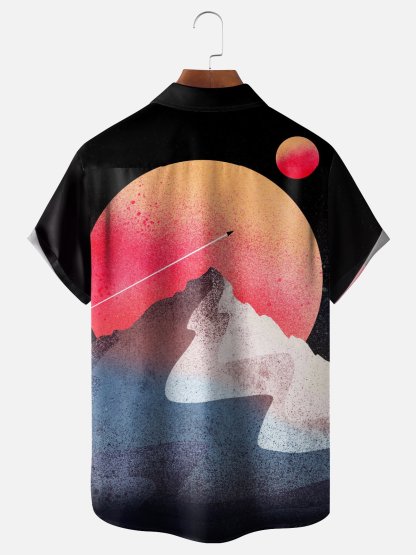 x Stephen Wade Moisture Wicking Abstract Art Geometric Chest Pocket Hawaiian Shirt