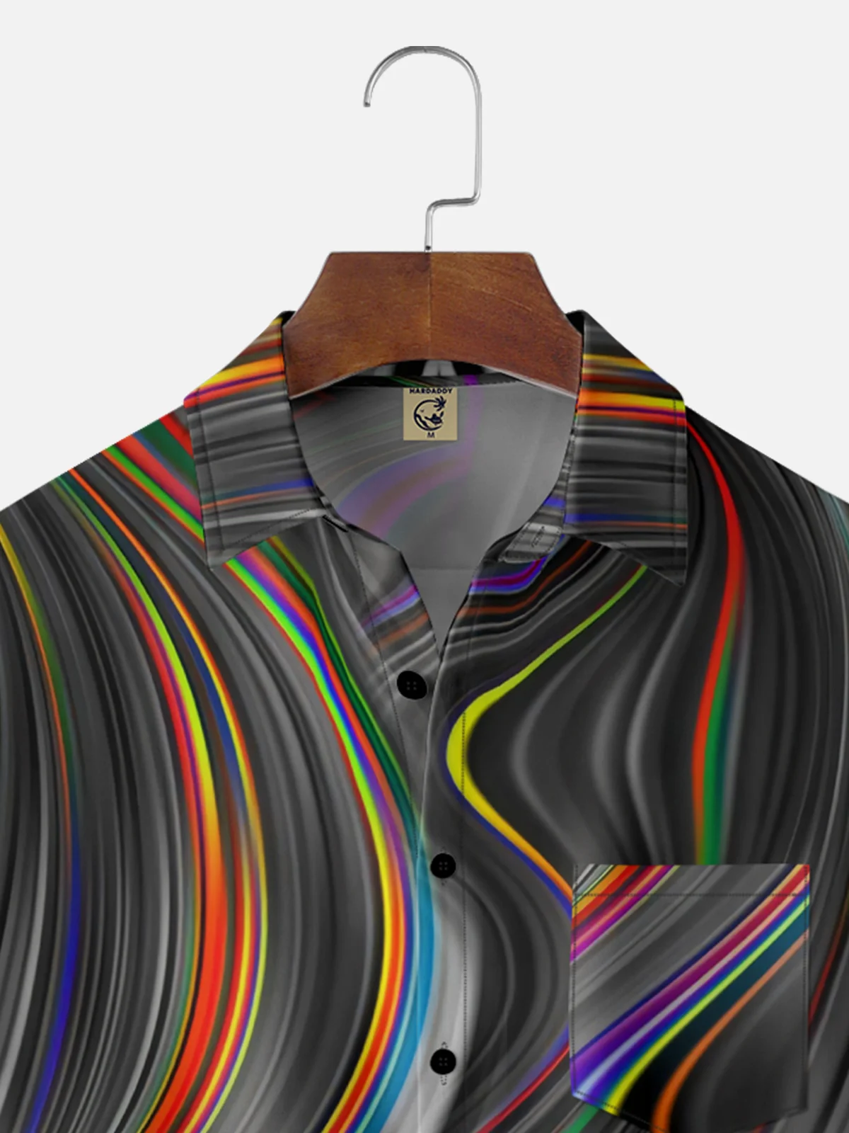 Mens 3D Abstract Print Casual Breathable Chest Pocket Short Sleeve Hawaiian Shirt