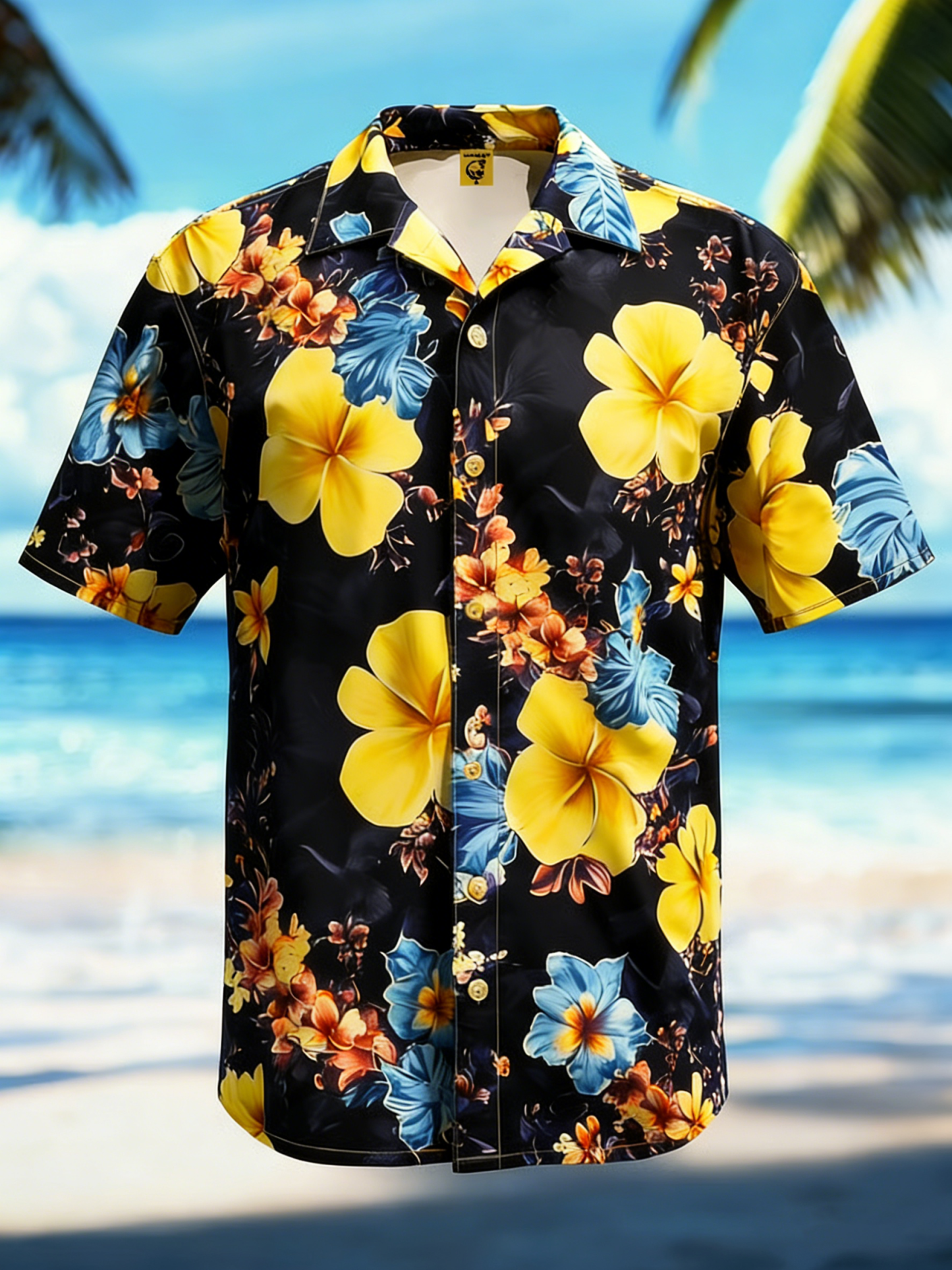 Moisture-wicking Tropical Floral Chest Pocket Hawaiian Shirt