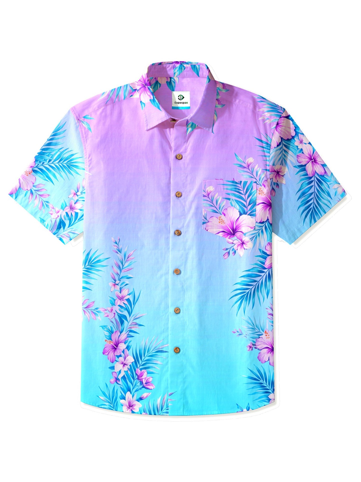 Expospan® Men's Hawaiian Shirt Short Sleeve Button-up