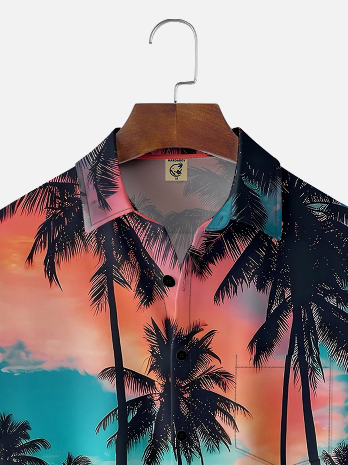 Moisture-wicking Beach Sunset Coconut Tree Chest Pocket Hawaiian Shirt