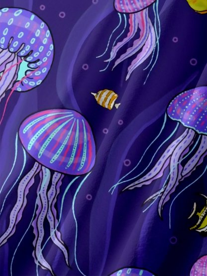 Moisture-wicking Marine Jellyfish Chest Pocket Hawaiian Shirt
