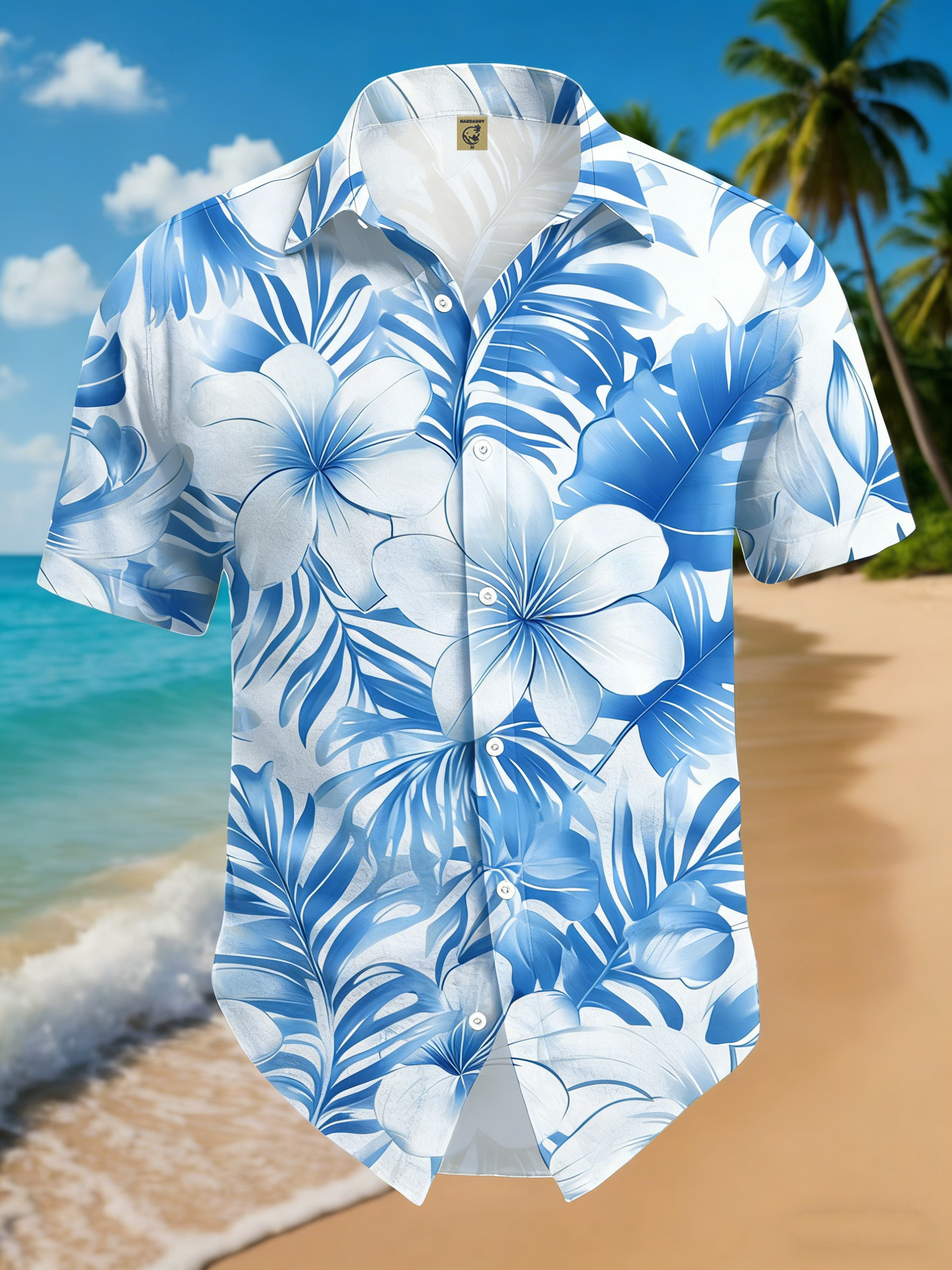 Moisture-wicking Floral Chest Pocket Hawaiian Shirt