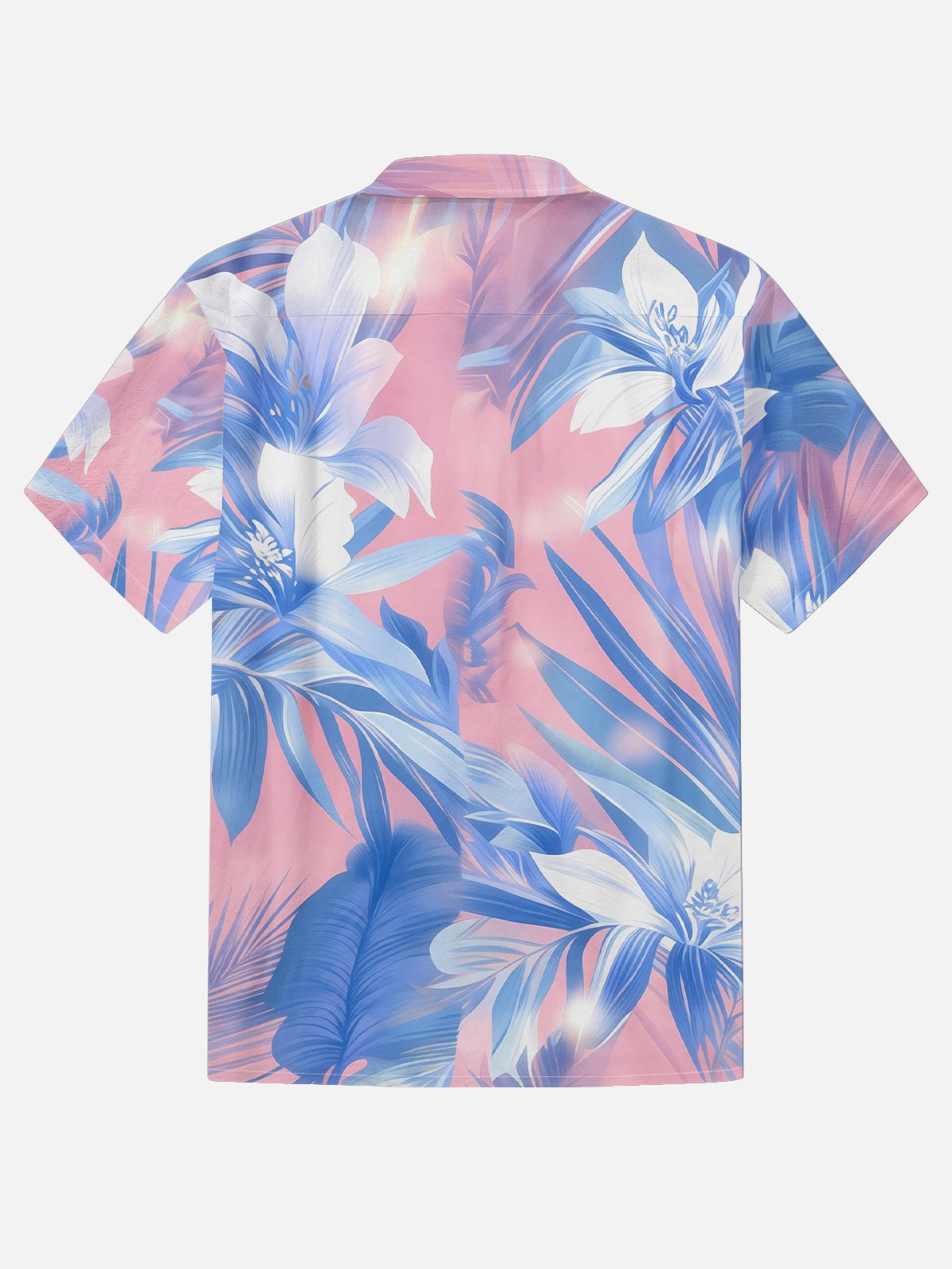 Moisture-wicking Tropical Palm Tree Chest Pocket Hawaiian Shirt