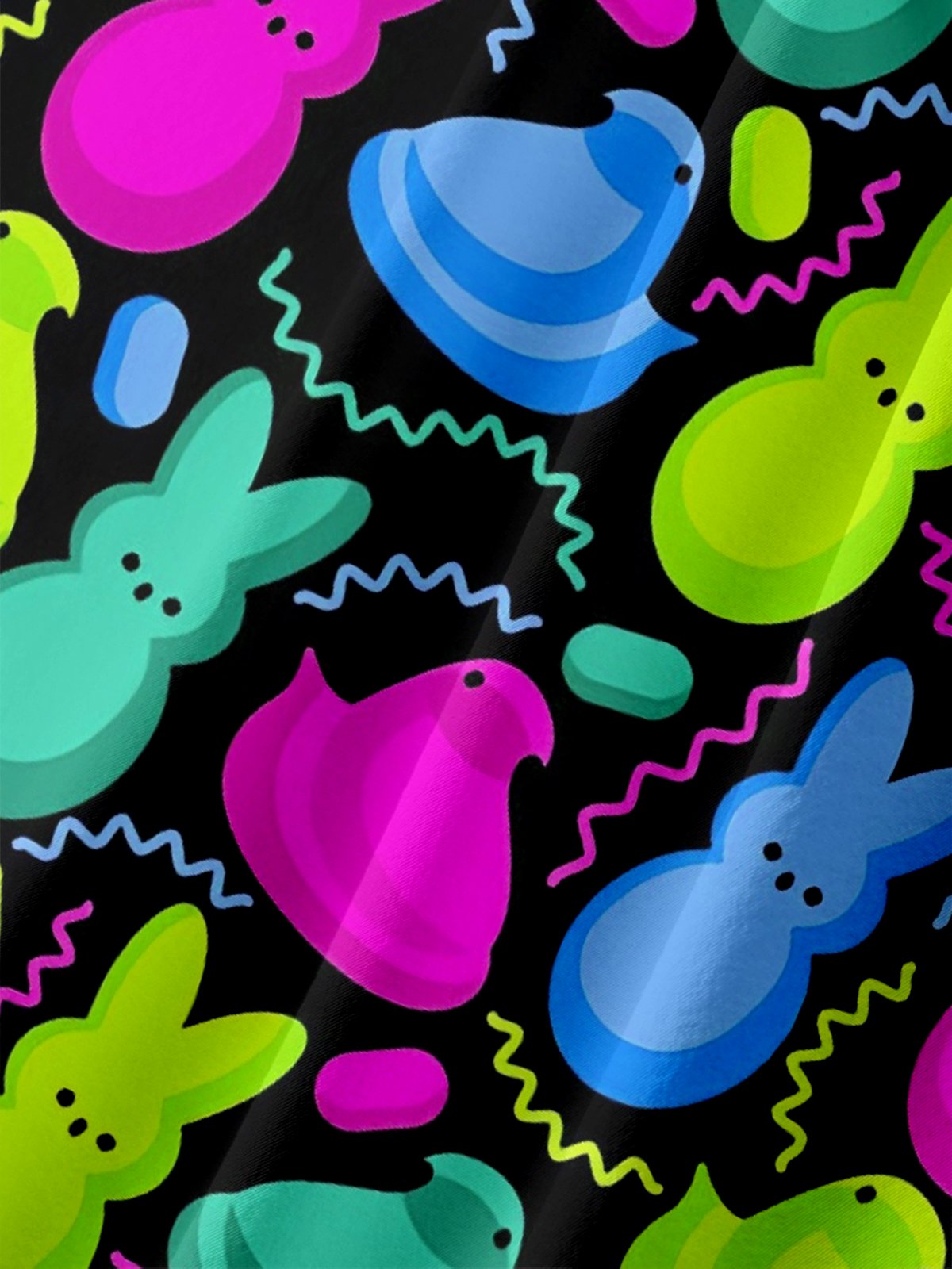 Tall Size Moisture Wicking Easter Egg Bunny Chest Pocket Hawaiian Shirt