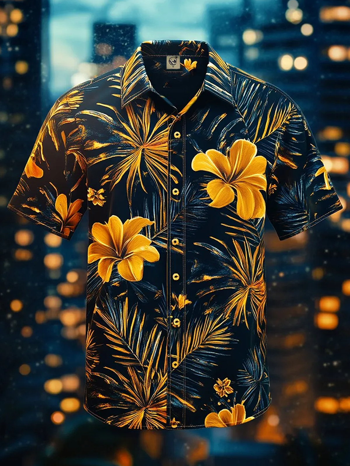 Moisture-Wicking Botanical Floral Chest Pocket Holiday Hawaiian Shirt