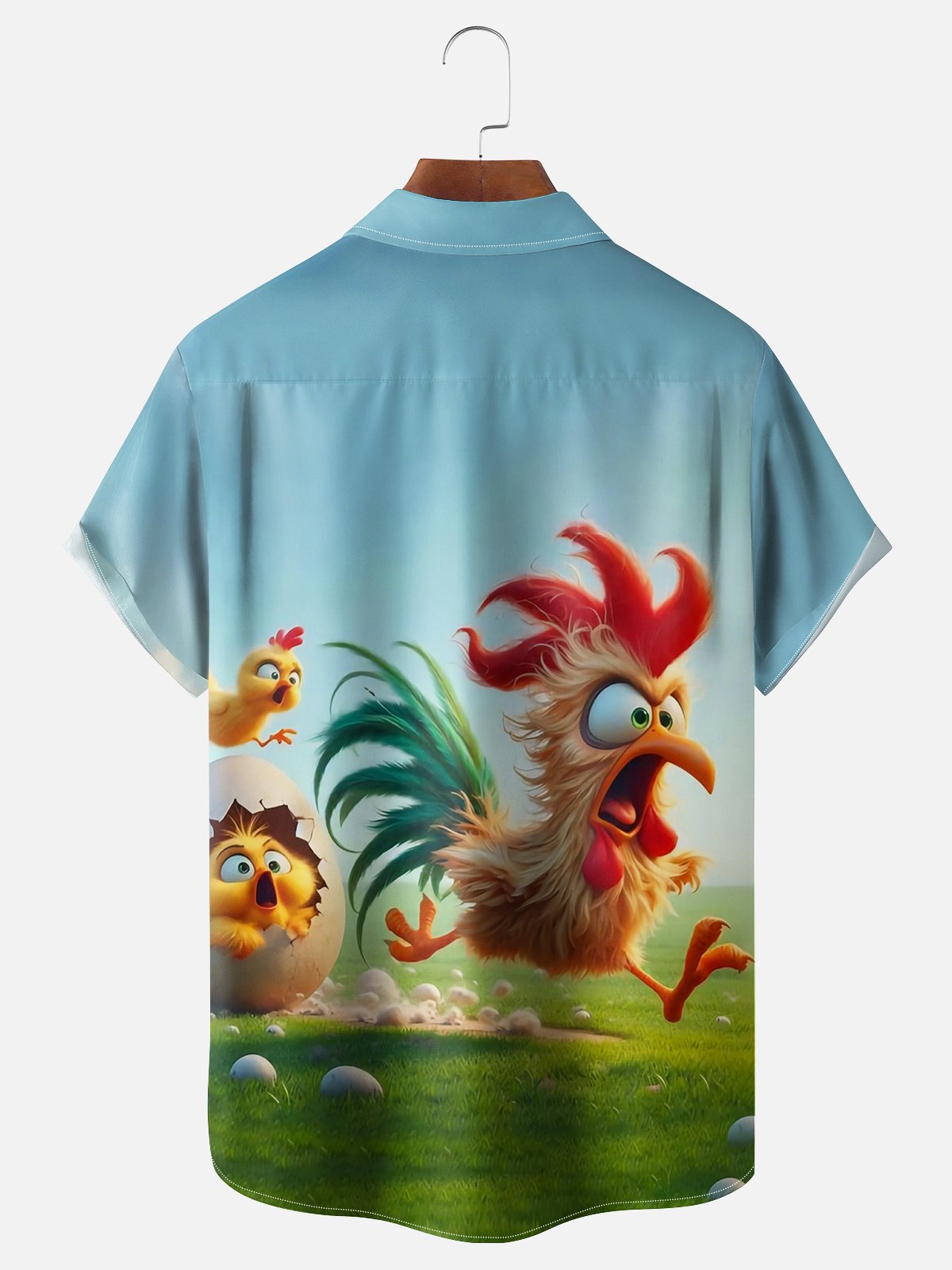 Moisture-wicking Chicken Run Chest Pocket Hawaiian Shirt