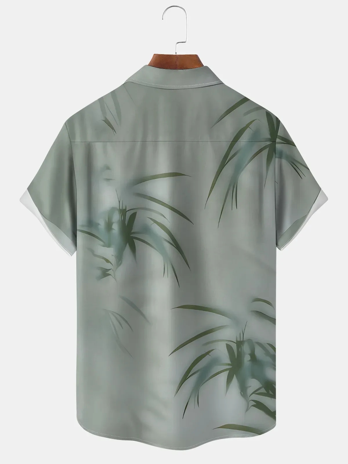 Moisture-wicking Leaf Chest Pocket Hawaiian Shirt