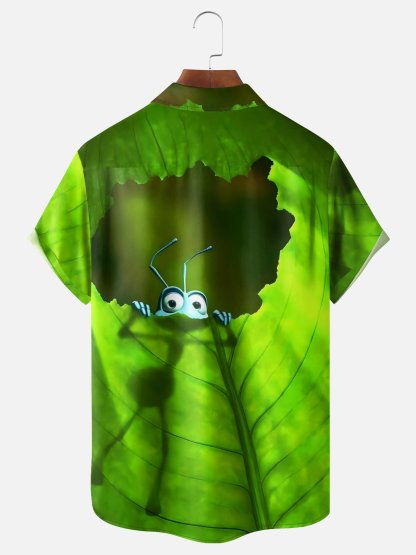 Moisture-wicking Insect Chest Pocket Hawaiian Shirt