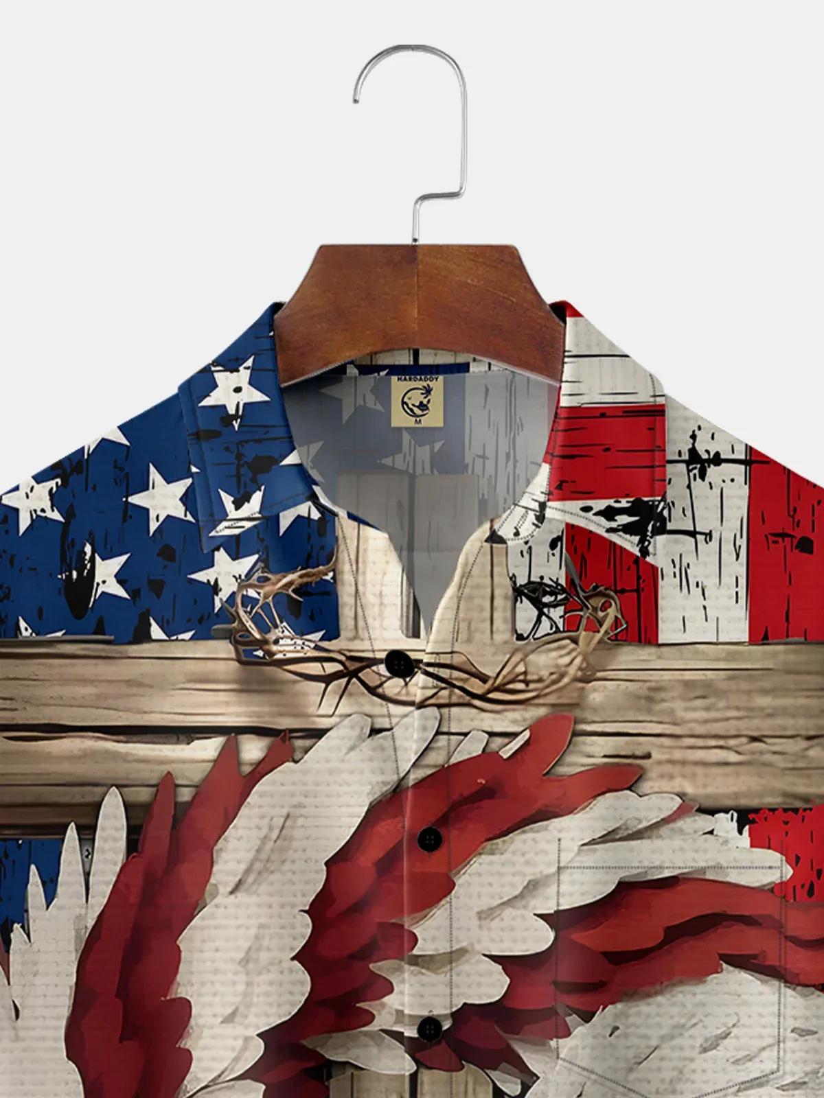 Moisture-wicking American Flag Chest Pocket Hawaiian Shirt