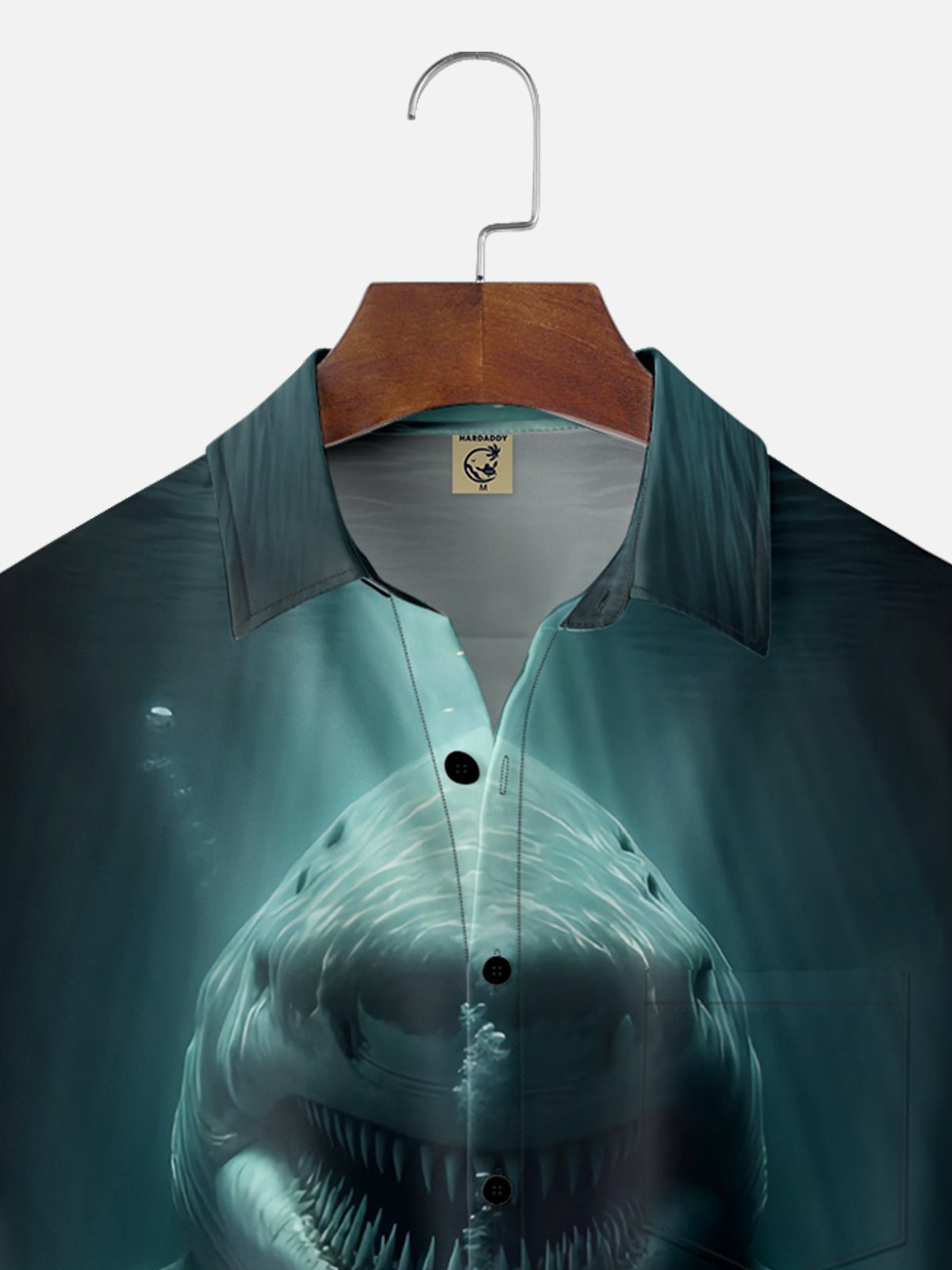 Moisture-wicking Shark Chest Pocket Hawaiian Shirt