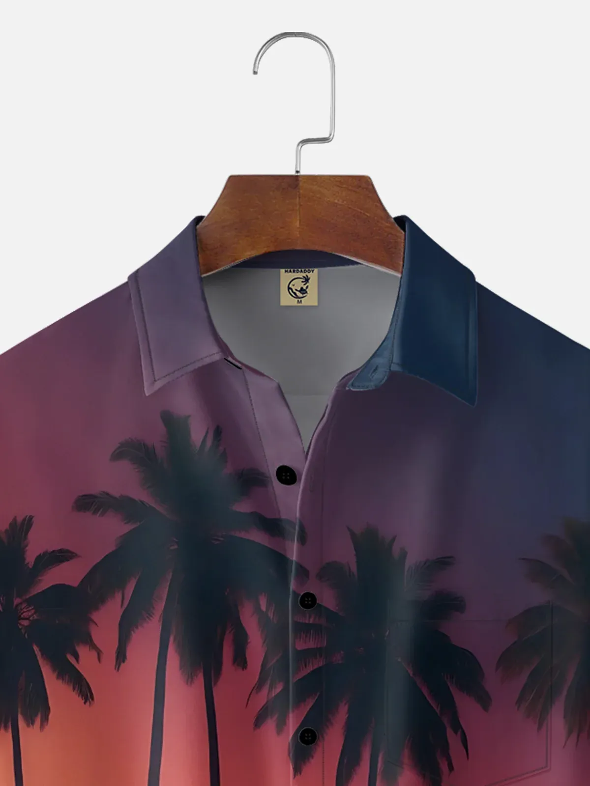 Moisture-wicking Coconut Tree Beach Chest Pocket Hawaiian Shirt