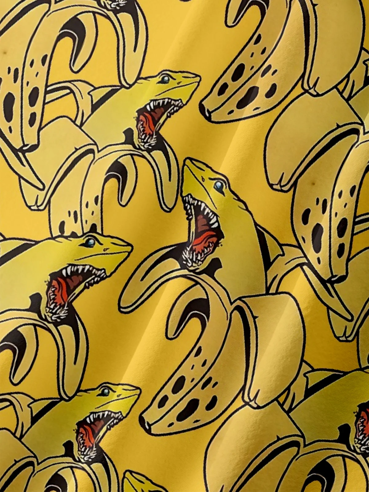 Moisture Wicking Banana Shark Chest Pocket Hawaiian Shirt