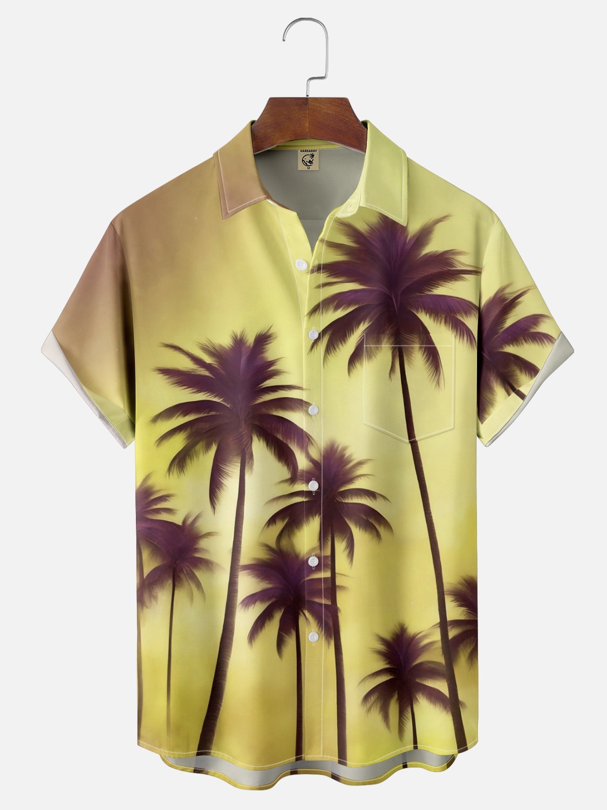Moisture-wicking Palm Tree Chest Pocket Hawaiian Shirt