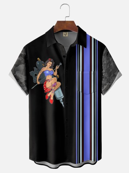 X John Nelson Moisture-wicking Beauty Chest Pocket Hawaiian Shirt