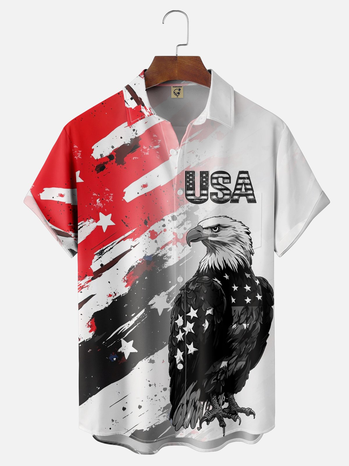 Moisture-wicking American Independence Day Memorial Day Chest Pocket Casual Shirt