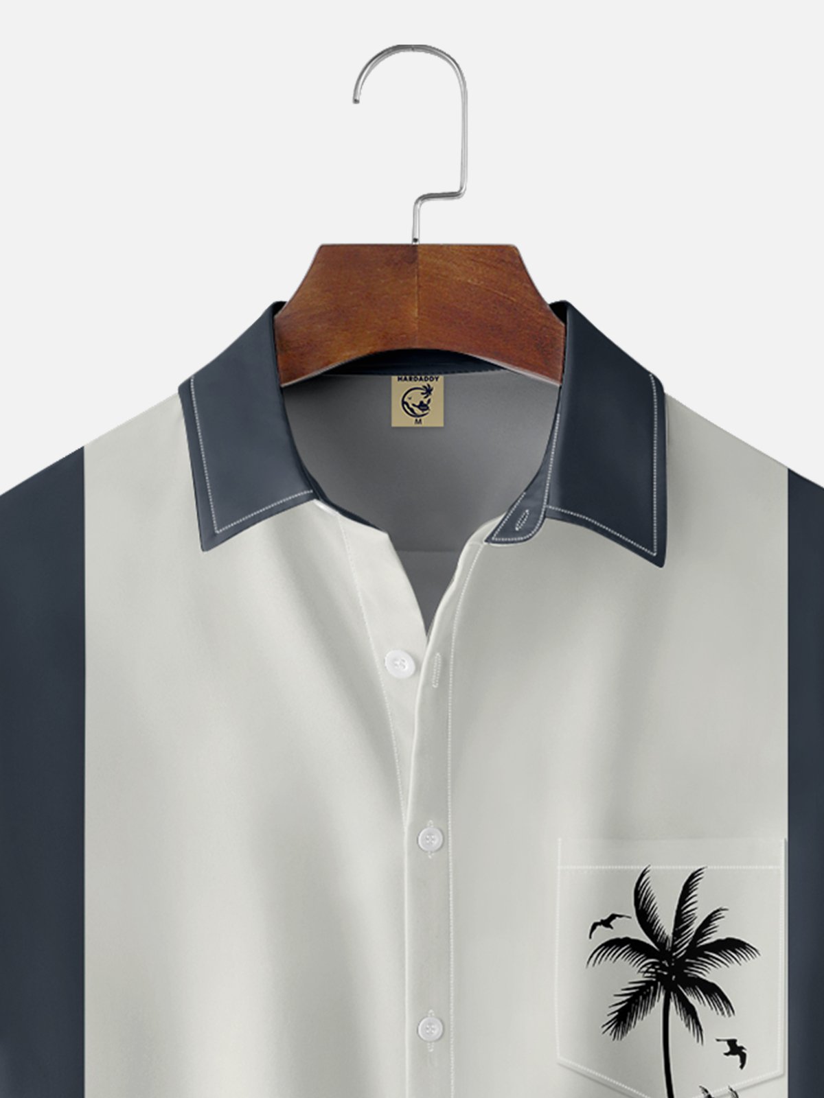 Hardaddy Mens Billiard Shirt Coconut Tree Print Breathable Casual Hawaiian Shirt