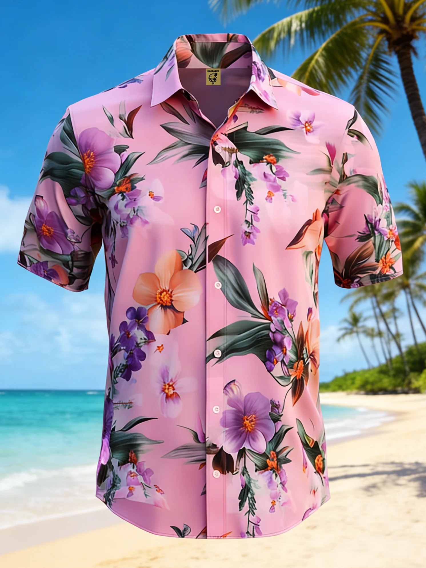 Moisture-wicking Floral Chest Pocket Hawaiian Shirt