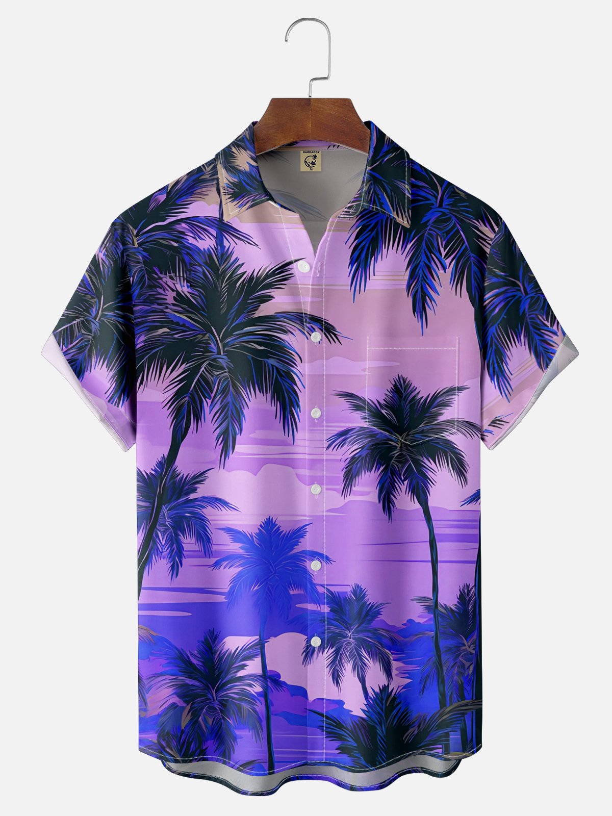 Moisture-wicking Palm Tree Chest Pocket Hawaiian Shirt