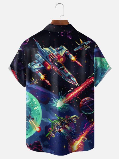 Moisture-wicking Star Plane Chest Pocket Casual Shirt