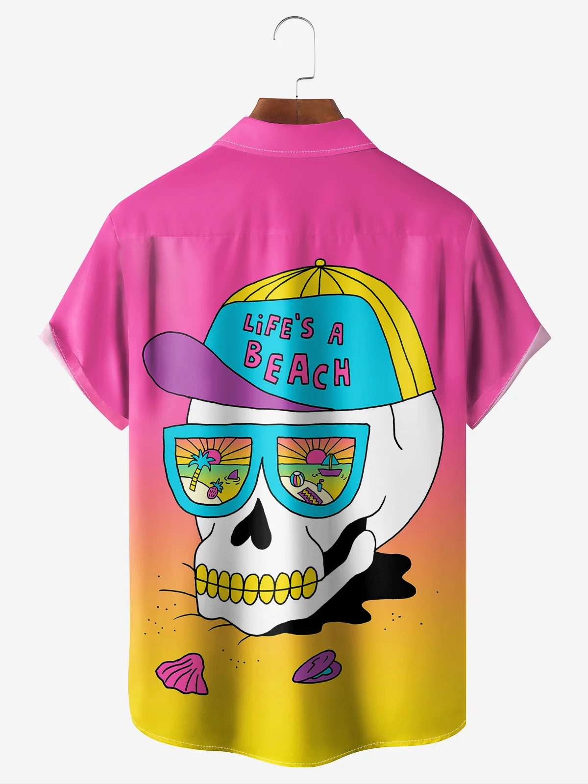 Moisture-wicking Beach Skull Chest Pocket Hawaiian Shirt