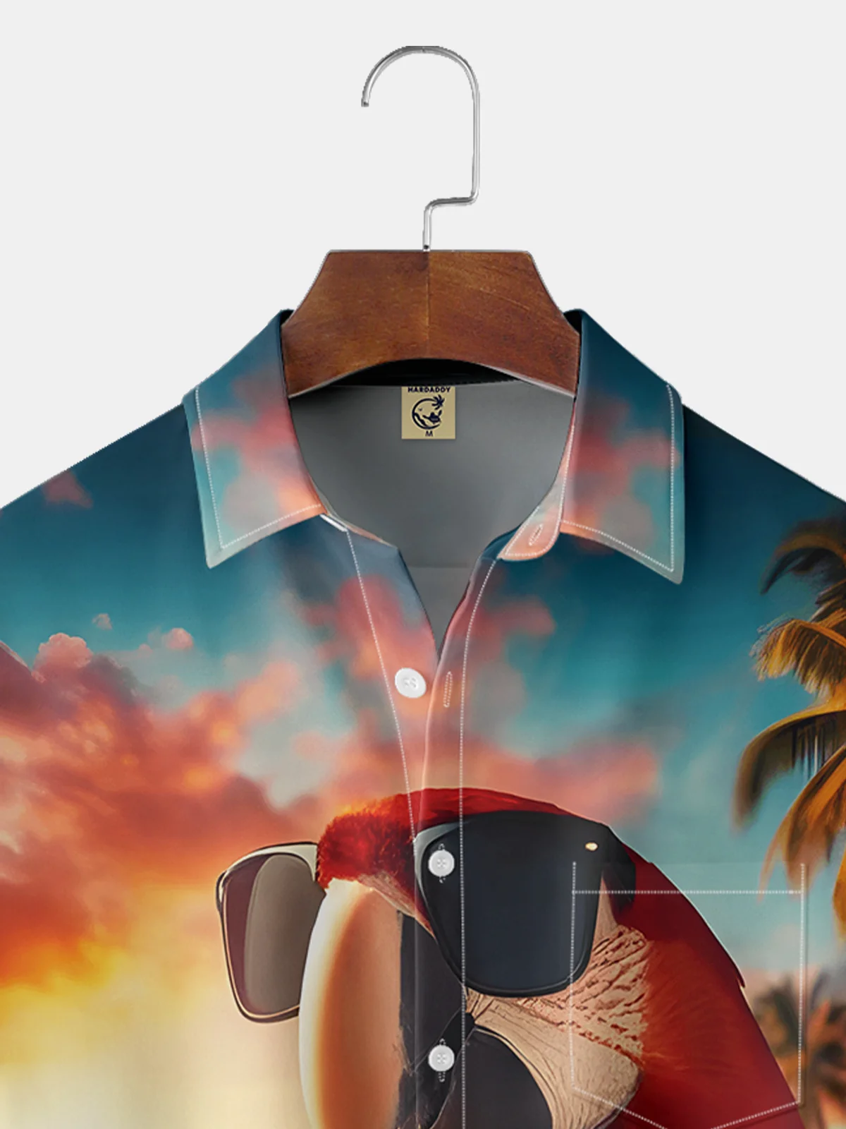 Moisture-wicking Beach Parrot Cocktail Chest Pocket Hawaiian Shirt